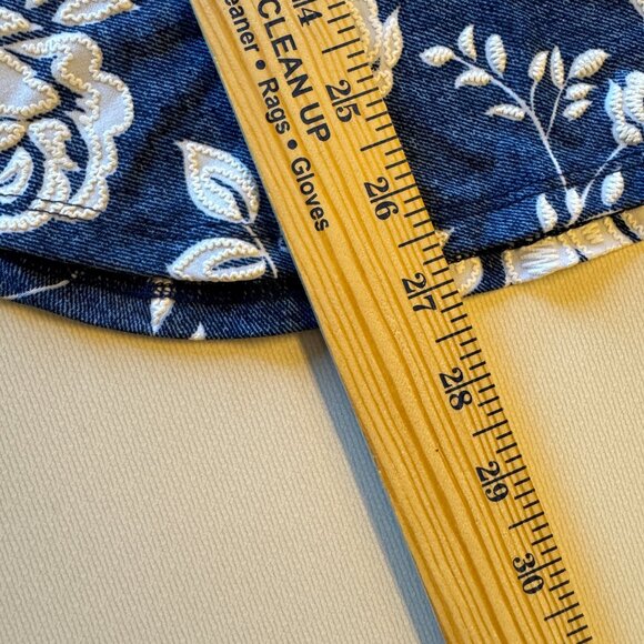 Papermoon Sleeveless Knit Top Medium Blue White Embroidered Flowers Cottagecore - Picture 7 of 8